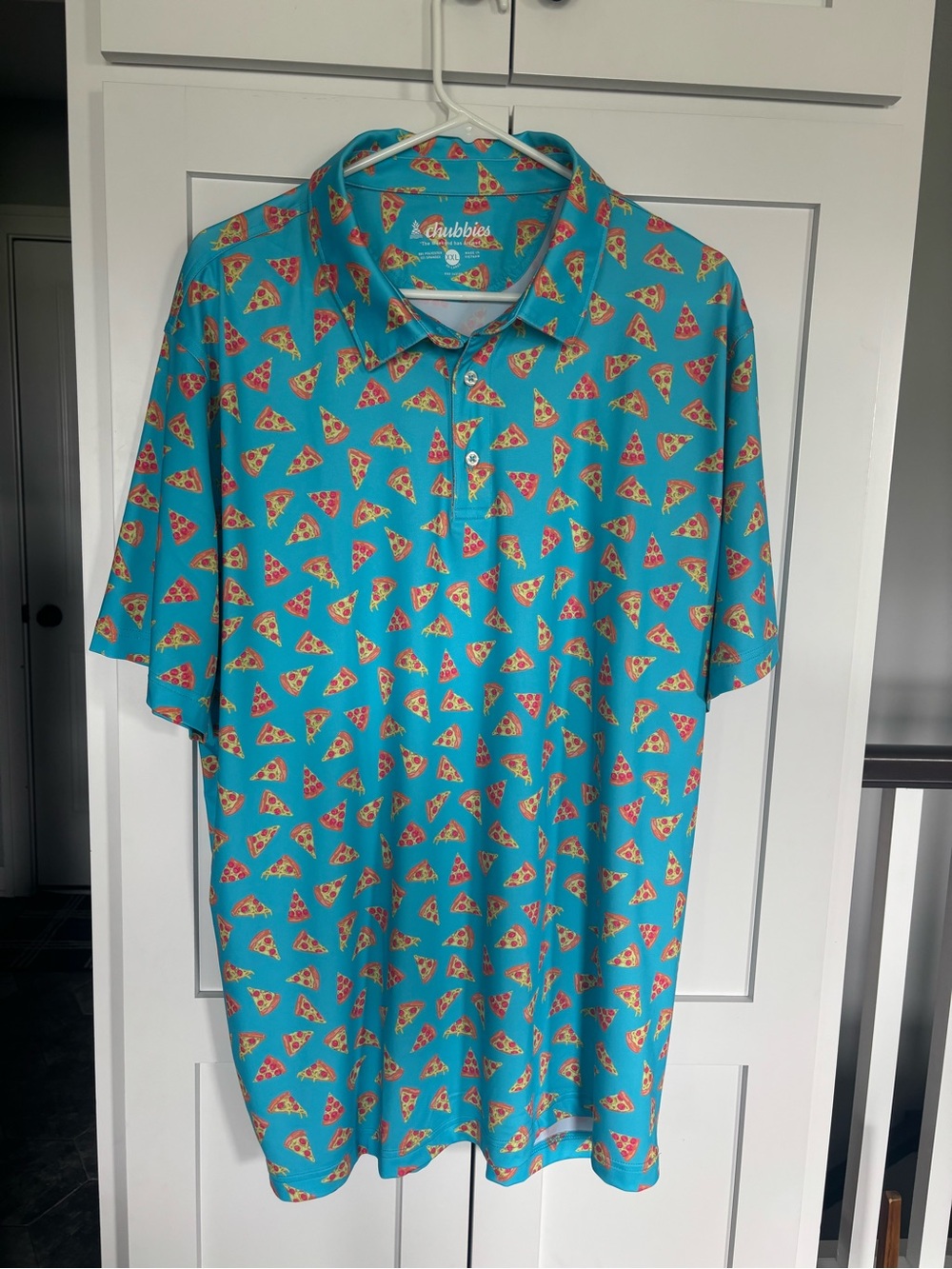 chubbies Turquoise Pizza-Print Short-Sleeve Polo